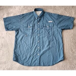 Columbia PFG Shirt Men's M Baby Blue Short Sleeve Omni Shade Vented